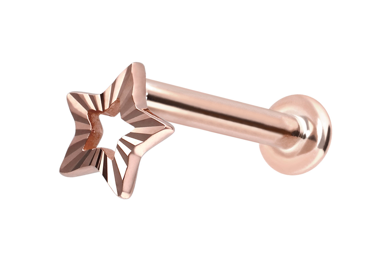 14 Karat Gold Labret Piercing mit Push Fit STERN